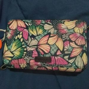 Sakroots Crossbody Wristlet Butterfly Pattern